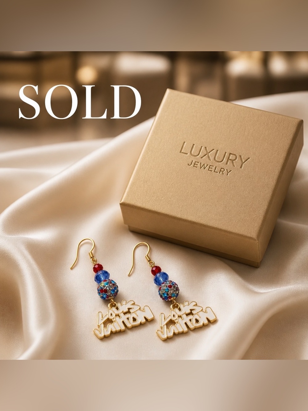 Gold Stainless Steel Multicolor Bead Drop Earrings